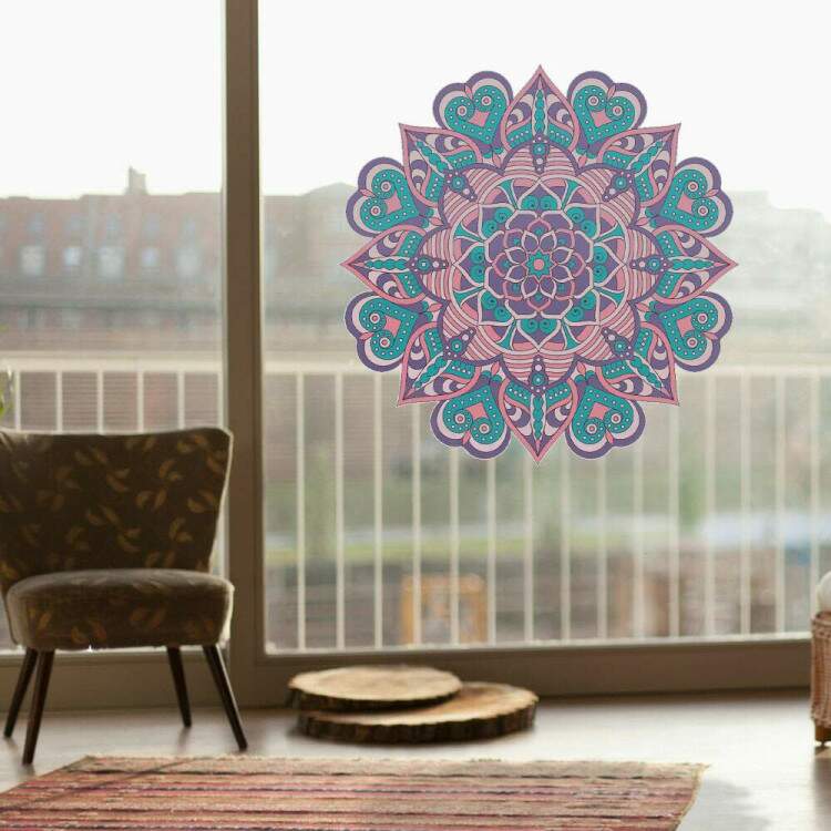 Adesivo de Parede Mandala Lils Rosa e Azul