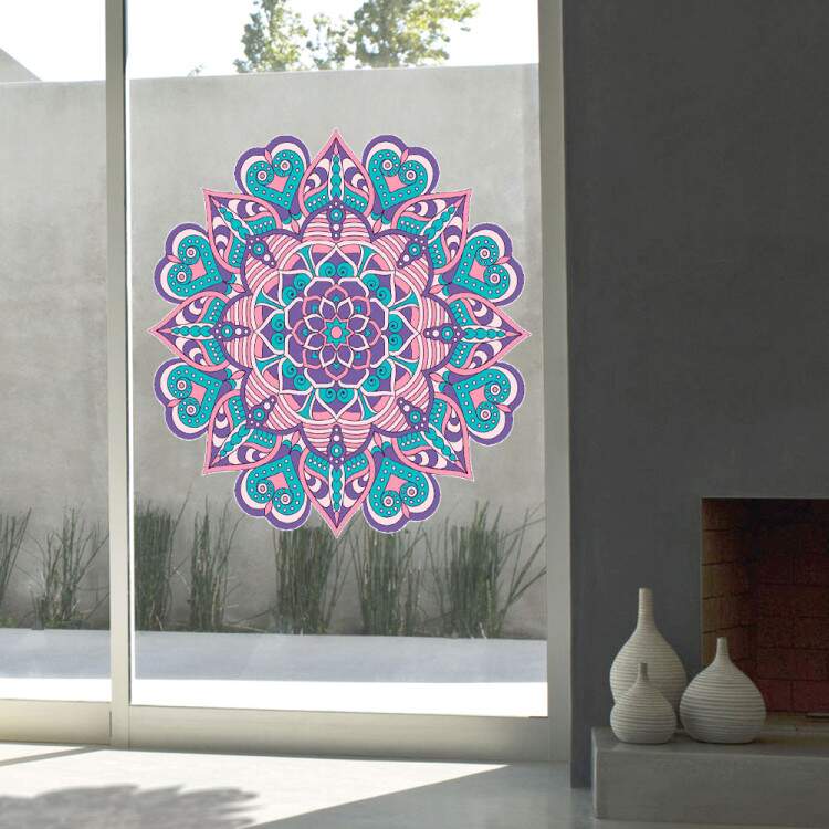 Adesivo de Parede Mandala Lils Rosa e Azul