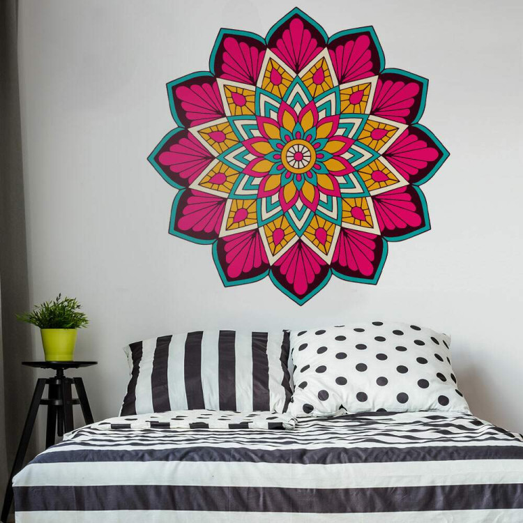 Adesivo de Parede Mandala Rosa e Amarelo