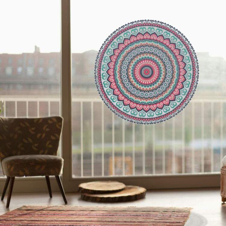 Adesivo de Parede Mandala Azul e Rosa