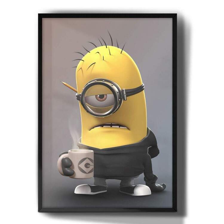 Quadro Decorativo Minions Caf na Mo