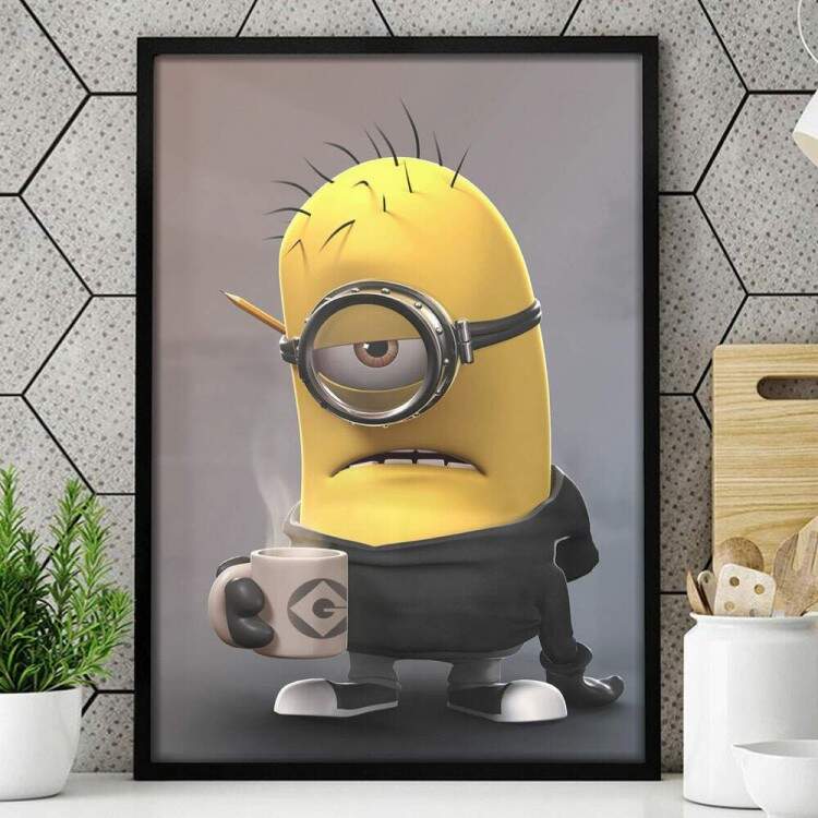 Quadro Decorativo Minions Caf na Mo