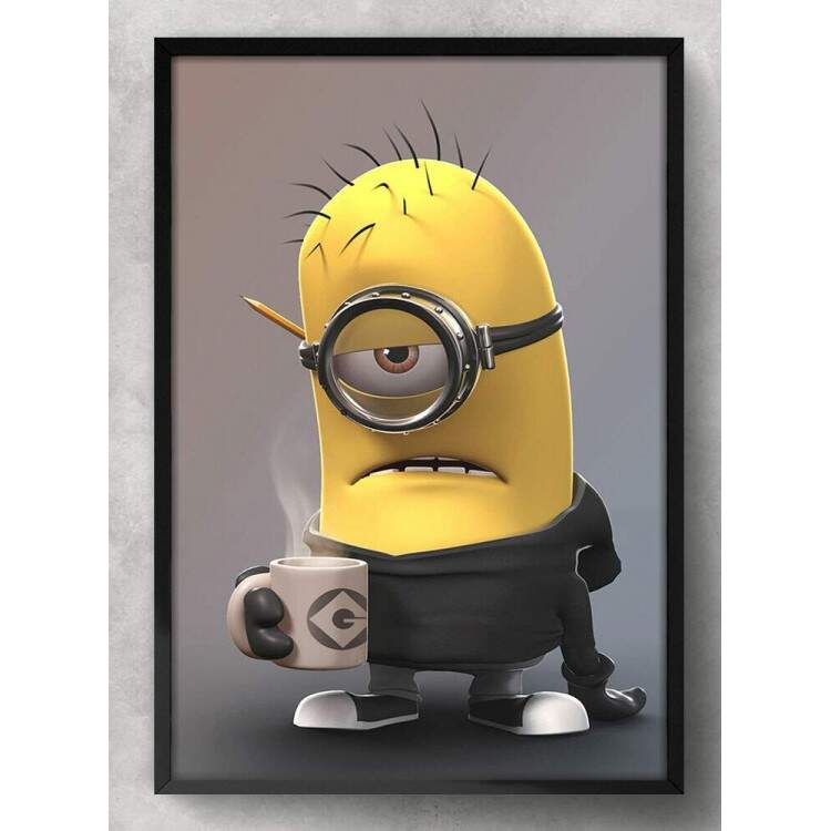 Quadro Decorativo Minions Caf na Mo