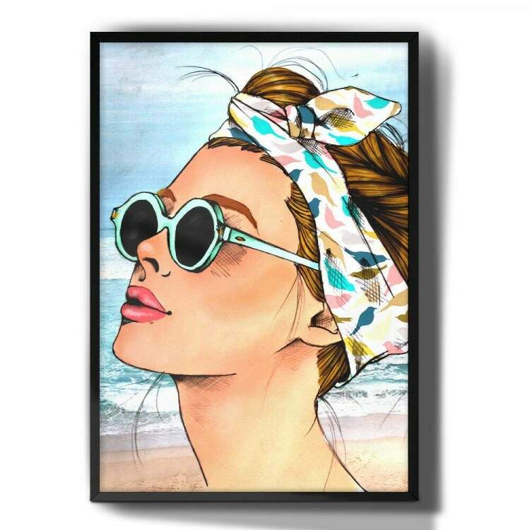 Quadro Decorativo Pop-Art Garota na Praia