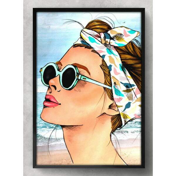 Quadro Decorativo Pop-Art Garota na Praia