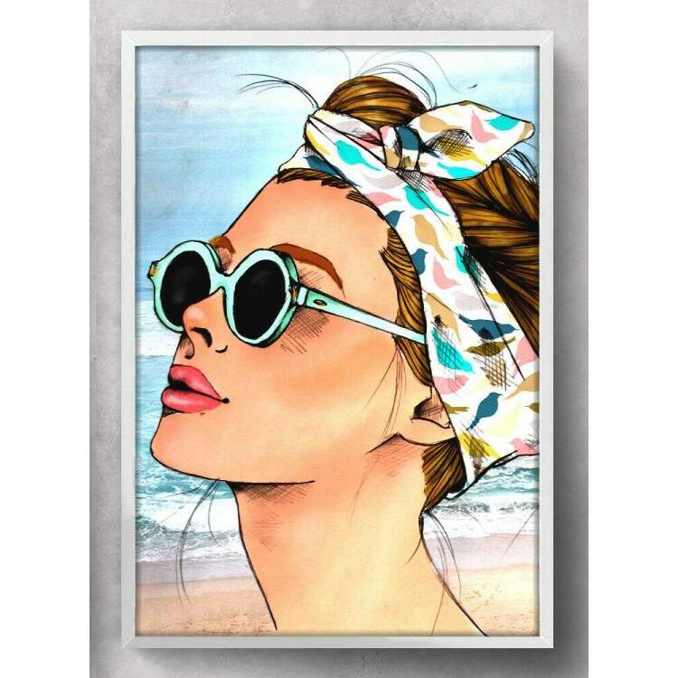Quadro Decorativo Pop-Art Garota na Praia