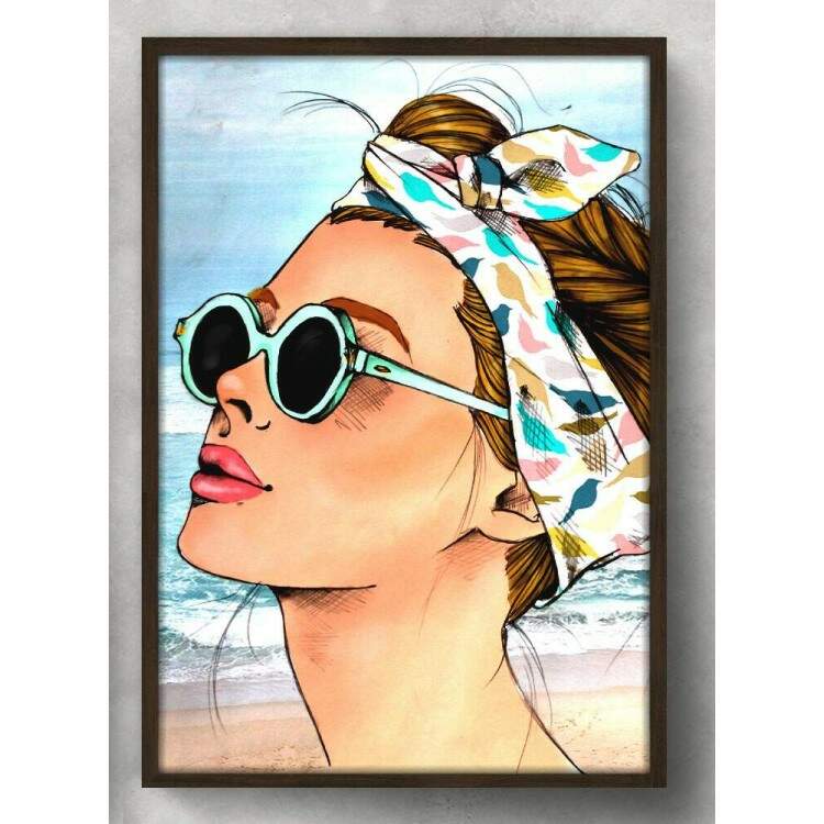 Quadro Decorativo Pop-Art Garota na Praia