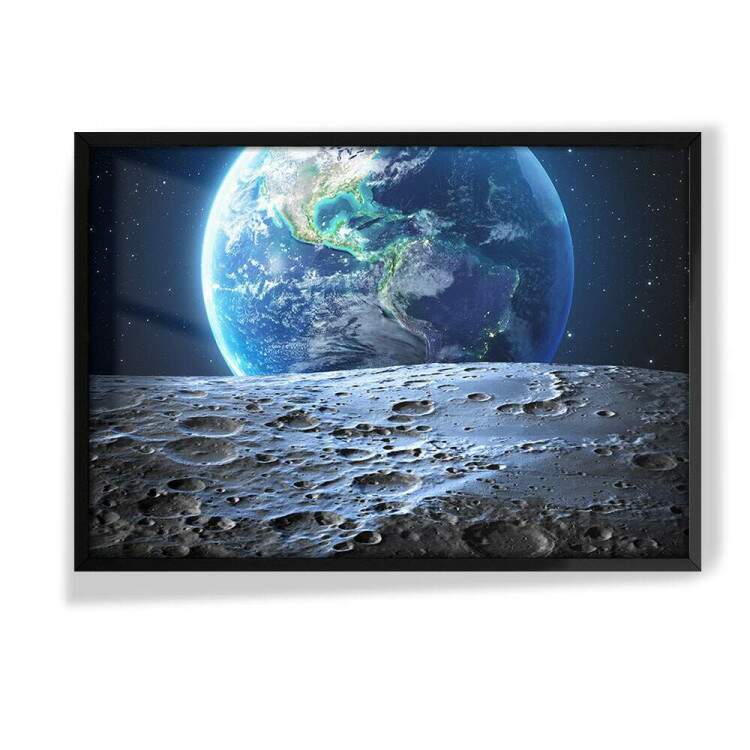 Quadro Decorativo Planeta Terra Visto Da Lua