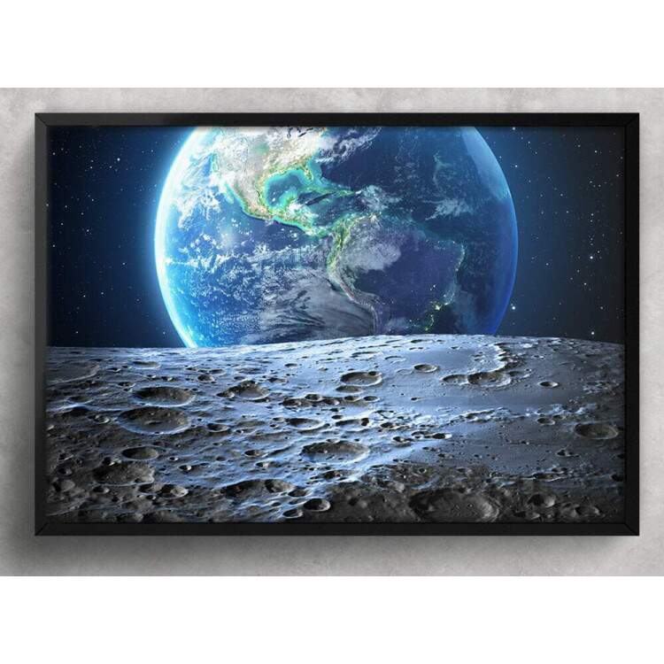 Quadro Decorativo Planeta Terra Visto Da Lua