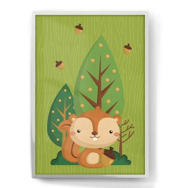 Quadro Decorativo Esquilo Baby e Nozes