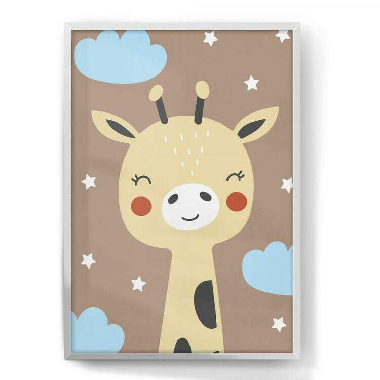 Quadro Decorativo Safari Girafa Baby Marrom