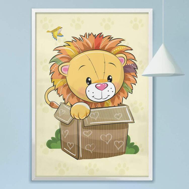 Quadro Decorativo Safari Leo Baby na Caixa