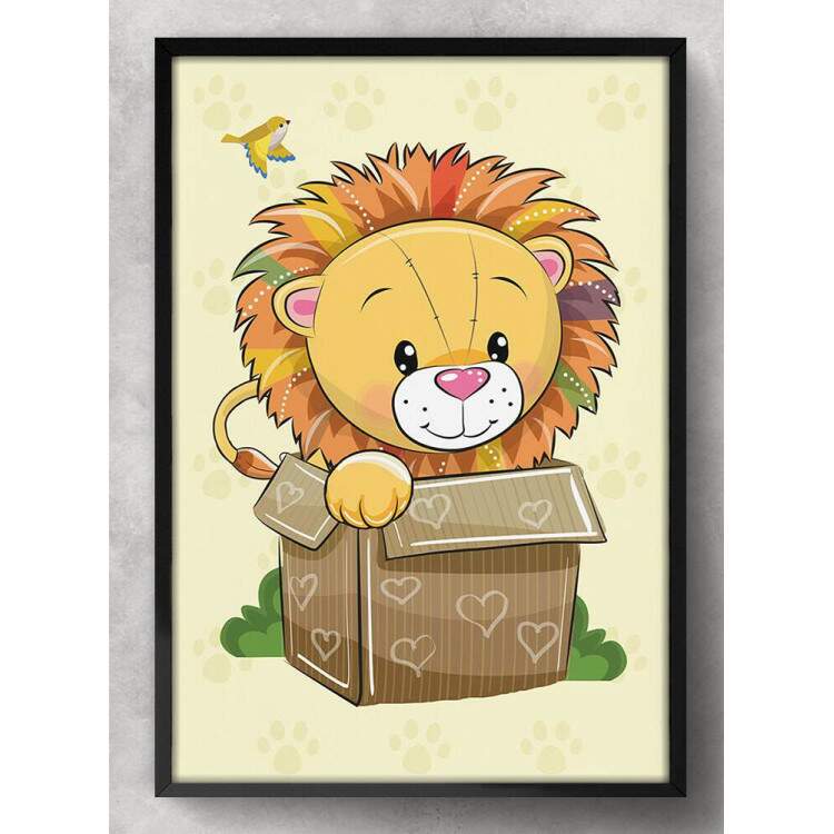 Quadro Decorativo Safari Leo Baby na Caixa