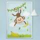 Quadro Decorativo Safari Macaco Baby com Banana