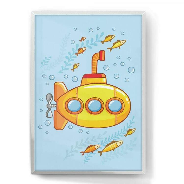 Quadro Decorativo Submarino Baby Amarelo