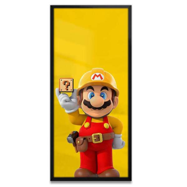 Quadro Decorativo Slim Mario Maker Fundo Amarelo