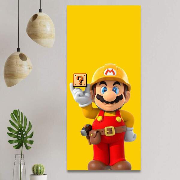 Quadro Decorativo Slim Mario Maker Fundo Amarelo