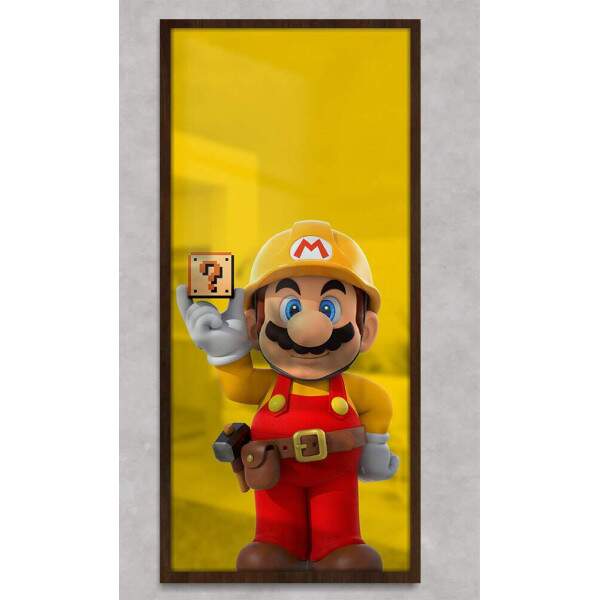 Quadro Decorativo Slim Mario Maker Fundo Amarelo