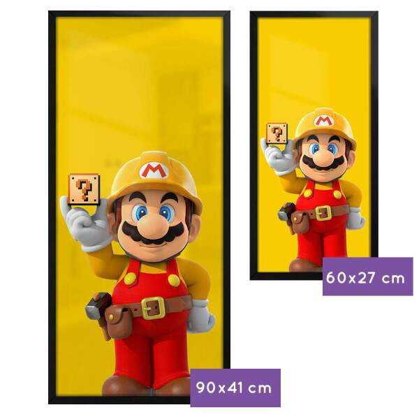 Quadro Decorativo Slim Mario Maker Fundo Amarelo