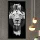 Quadro Decorativo Slim Face do Le�o na Cruz Preto e Branco