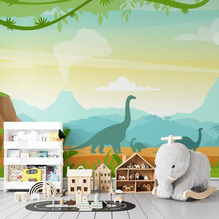 Papel de Parede Desenho Silhueta dos Dinossauros MP