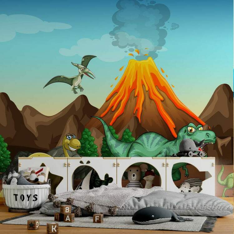 Papel de Parede Dinossauro T-Rex no Vulco Ativo MP