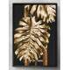 Quadro Decorativo Para Banheiro Abstrato Folhas Douradas