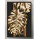 Quadro Decorativo Para Banheiro Abstrato Folhas Douradas