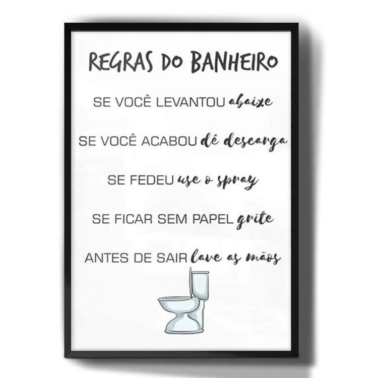 Quadro Decorativo Para Banheiro Regras do Banheiro