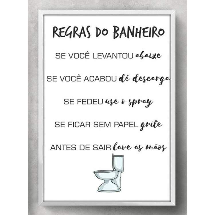 Quadro Decorativo Para Banheiro Regras do Banheiro