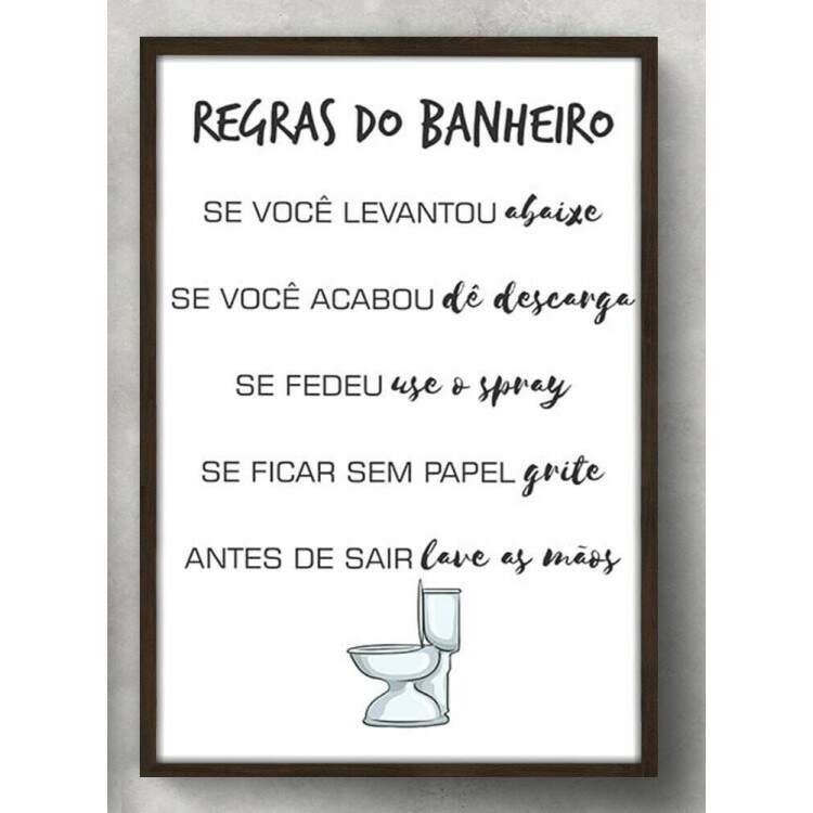 Quadro Decorativo Para Banheiro Regras do Banheiro