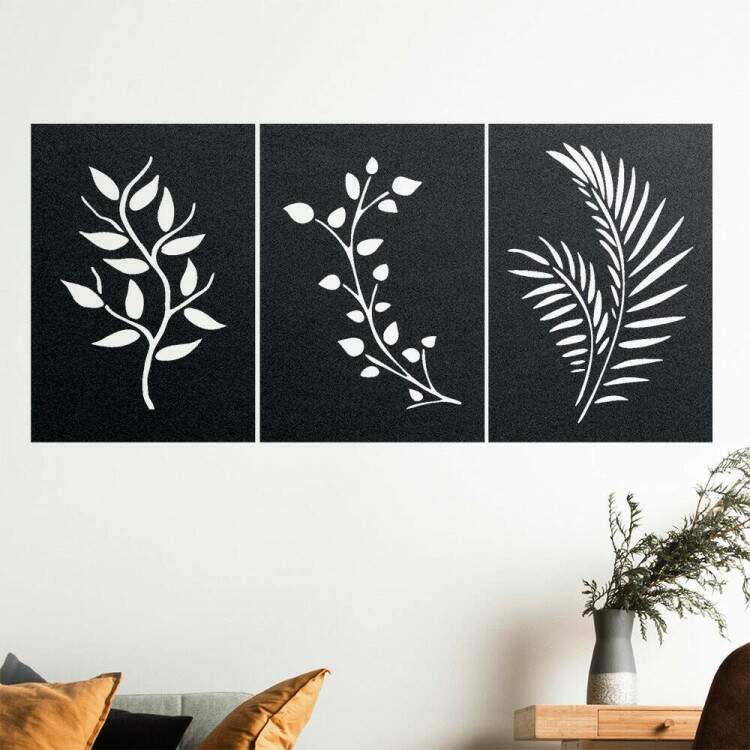 Kit Quadro Decorativo Vazado Folhas