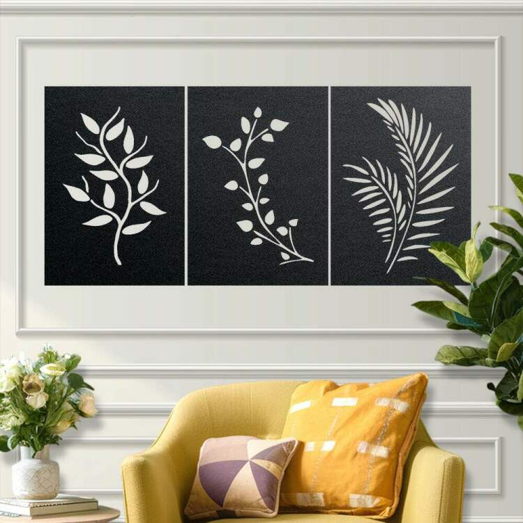 Kit Quadro Decorativo Vazado Folhas