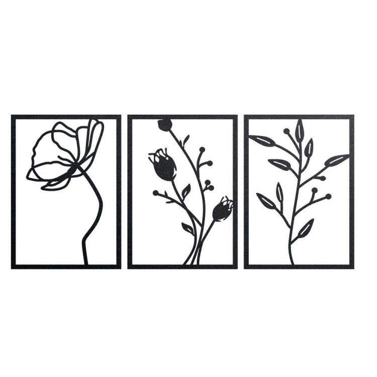 Kit Quadro Decorativo Vazado Flores