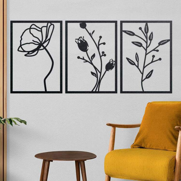Kit Quadro Decorativo Vazado Flores