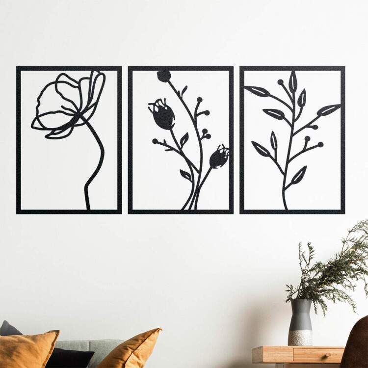 Kit Quadro Decorativo Vazado Flores