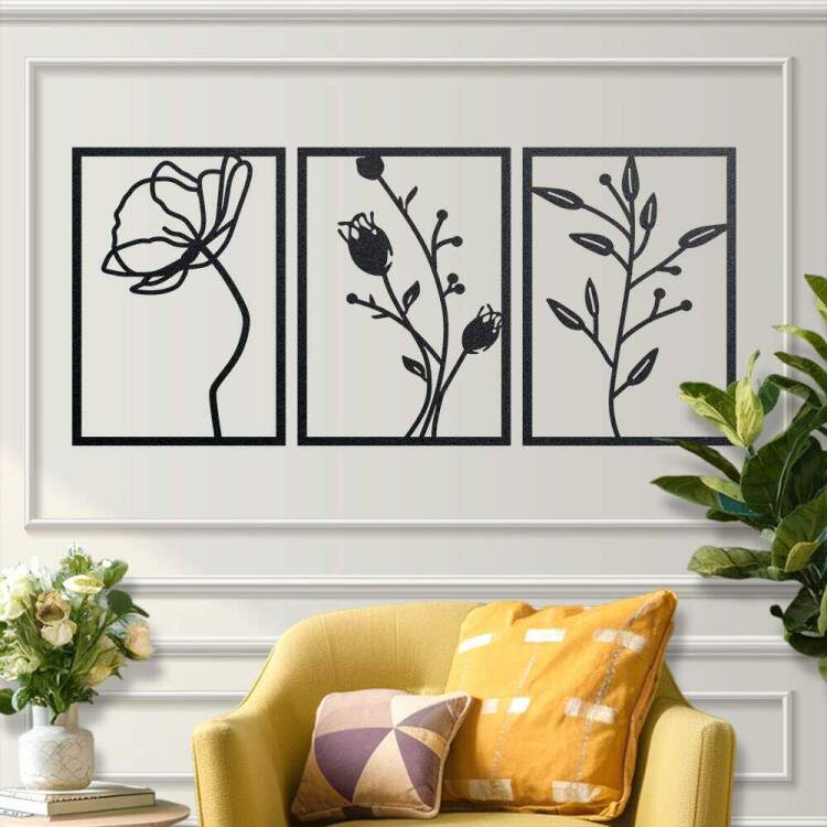 Kit Quadro Decorativo Vazado Flores