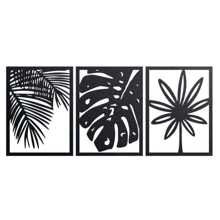 Kit Quadro Decorativo Vazado Folhas Minimalista