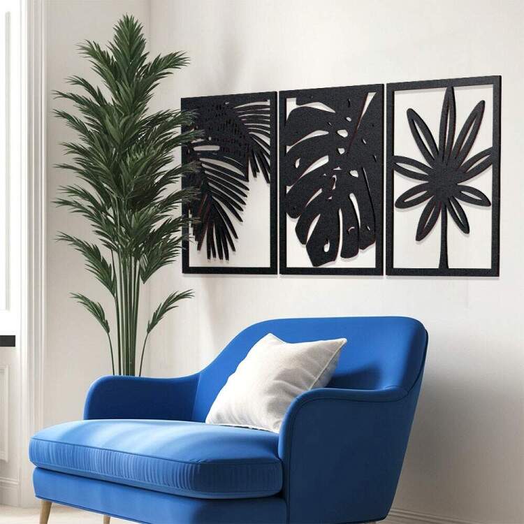 Kit Quadro Decorativo Vazado Folhas Minimalista