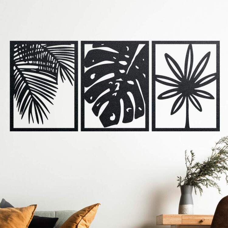 Kit Quadro Decorativo Vazado Folhas Minimalista