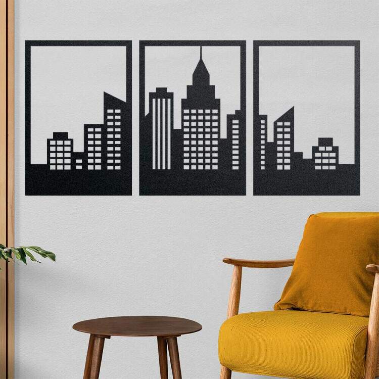 Kit Quadro Decorativo Vazado Cidade