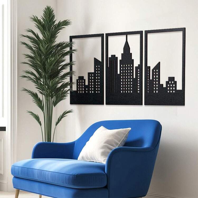 Kit Quadro Decorativo Vazado Cidade