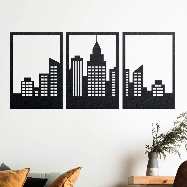 Kit Quadro Decorativo Vazado Cidade