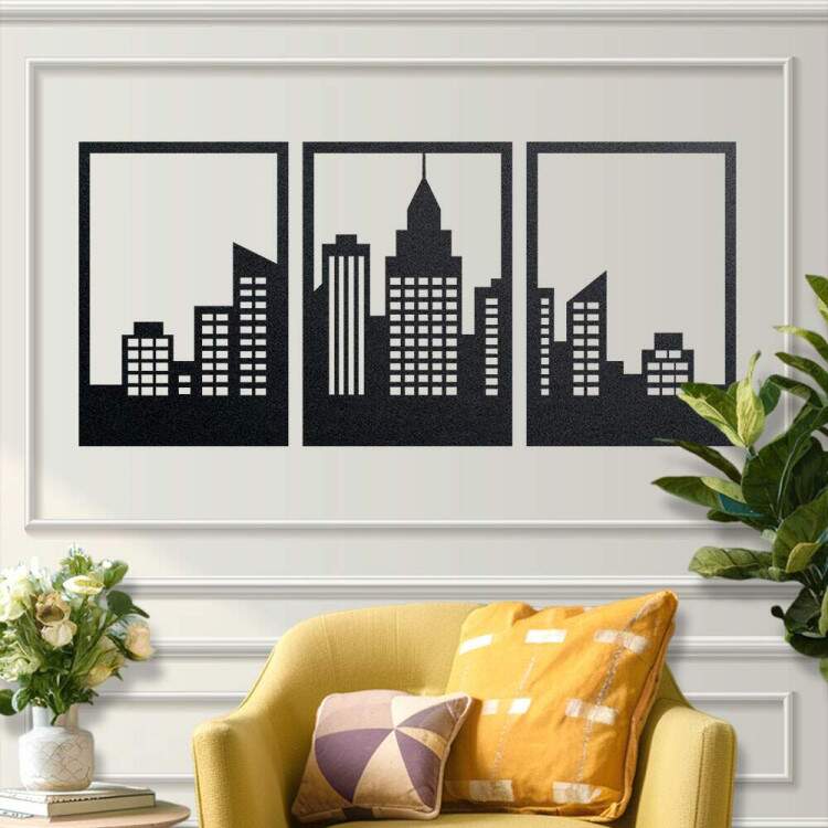 Kit Quadro Decorativo Vazado Cidade