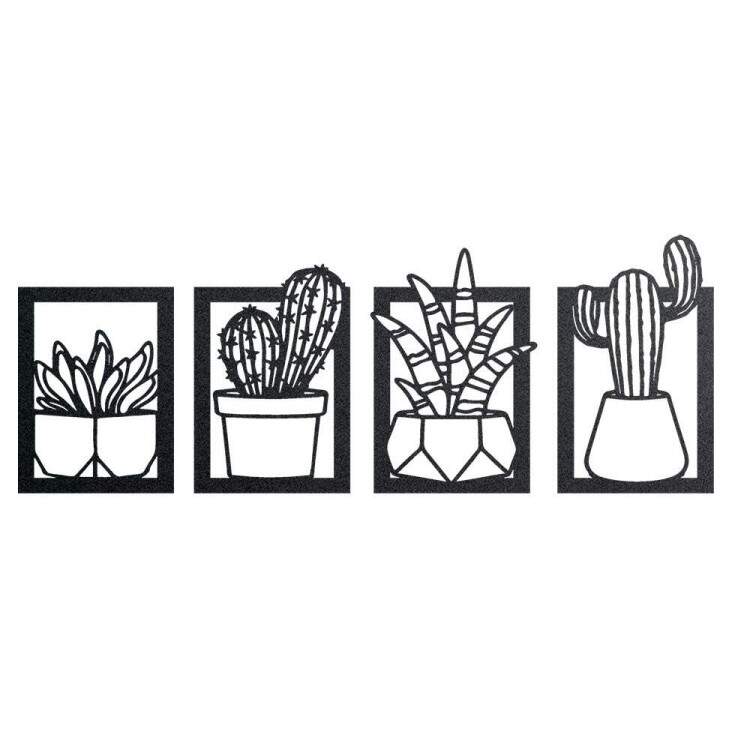 Kit Quadro Decorativo Vazado Cactos Diversos
