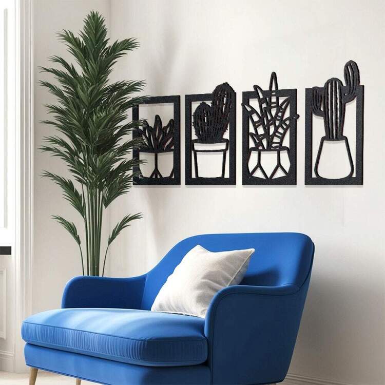 Kit Quadro Decorativo Vazado Cactos Diversos
