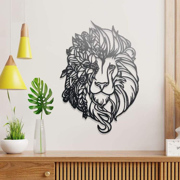 Quadro Decorativo Vazado Leo com Flores