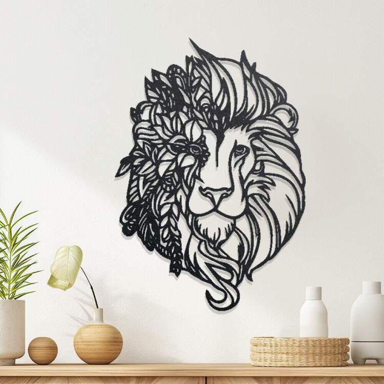 Quadro Decorativo Vazado Leo com Flores