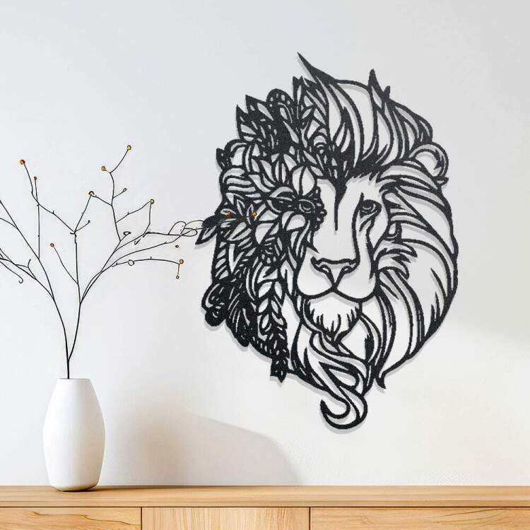 Quadro Decorativo Vazado Leo com Flores