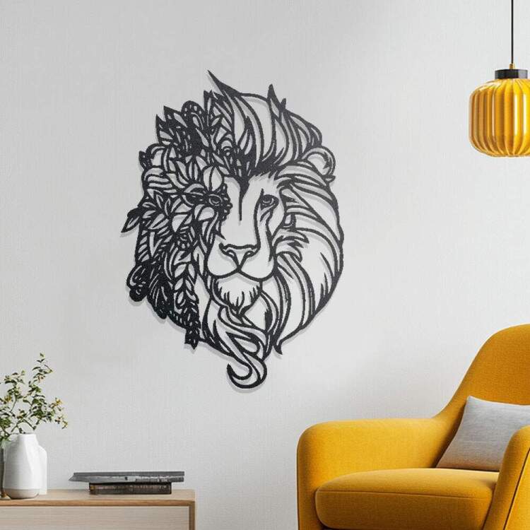 Quadro Decorativo Vazado Leo com Flores